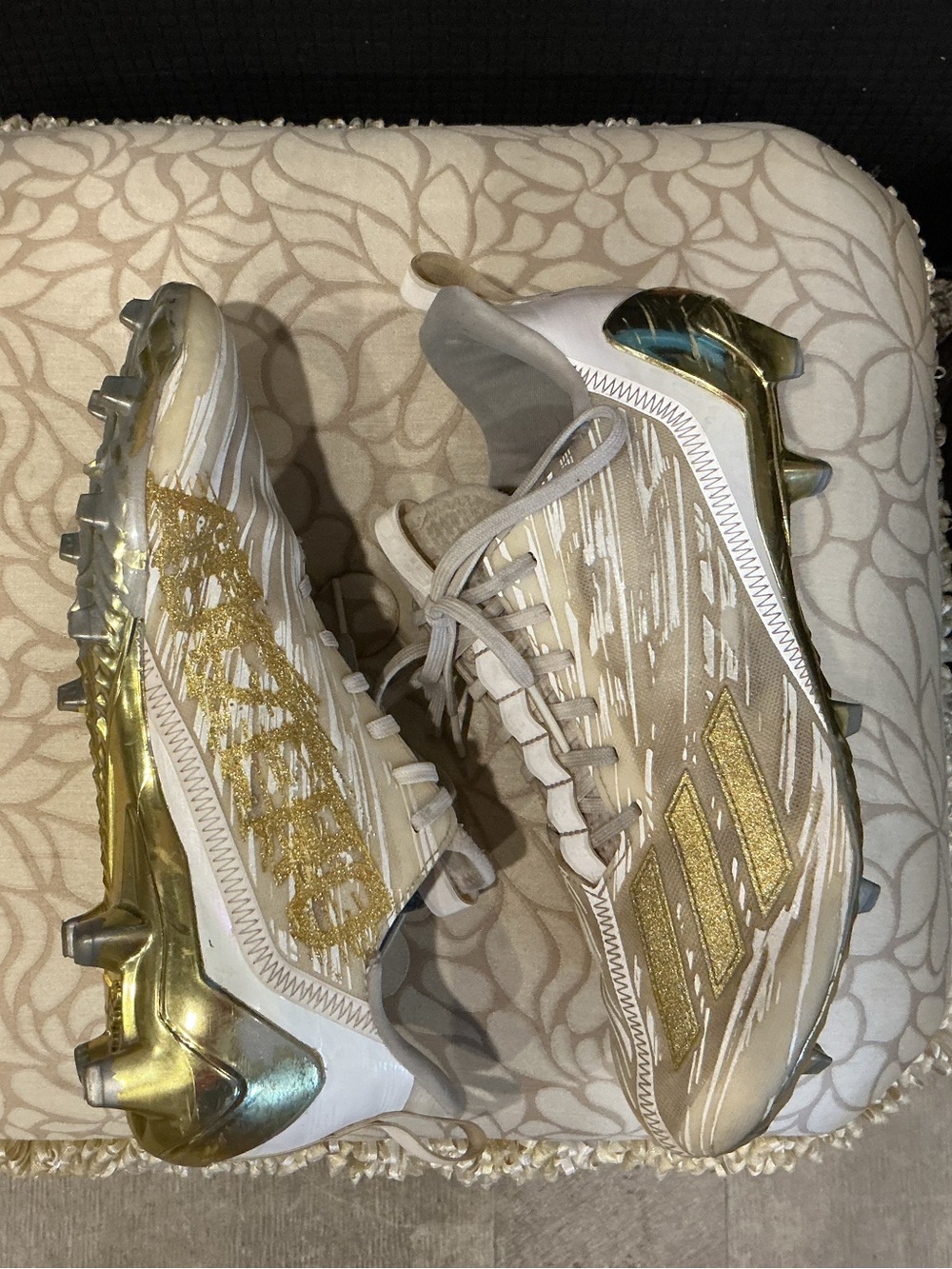 adidas Adizero  12.0 Men’s White and Gold  Football Cleats 9